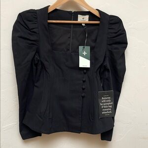 Tuckernuck Black Blouse with Square Neckline